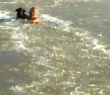 氷が張った川に落ちた犬。その犬を体を張って救出するお兄さんが凄すぎる！